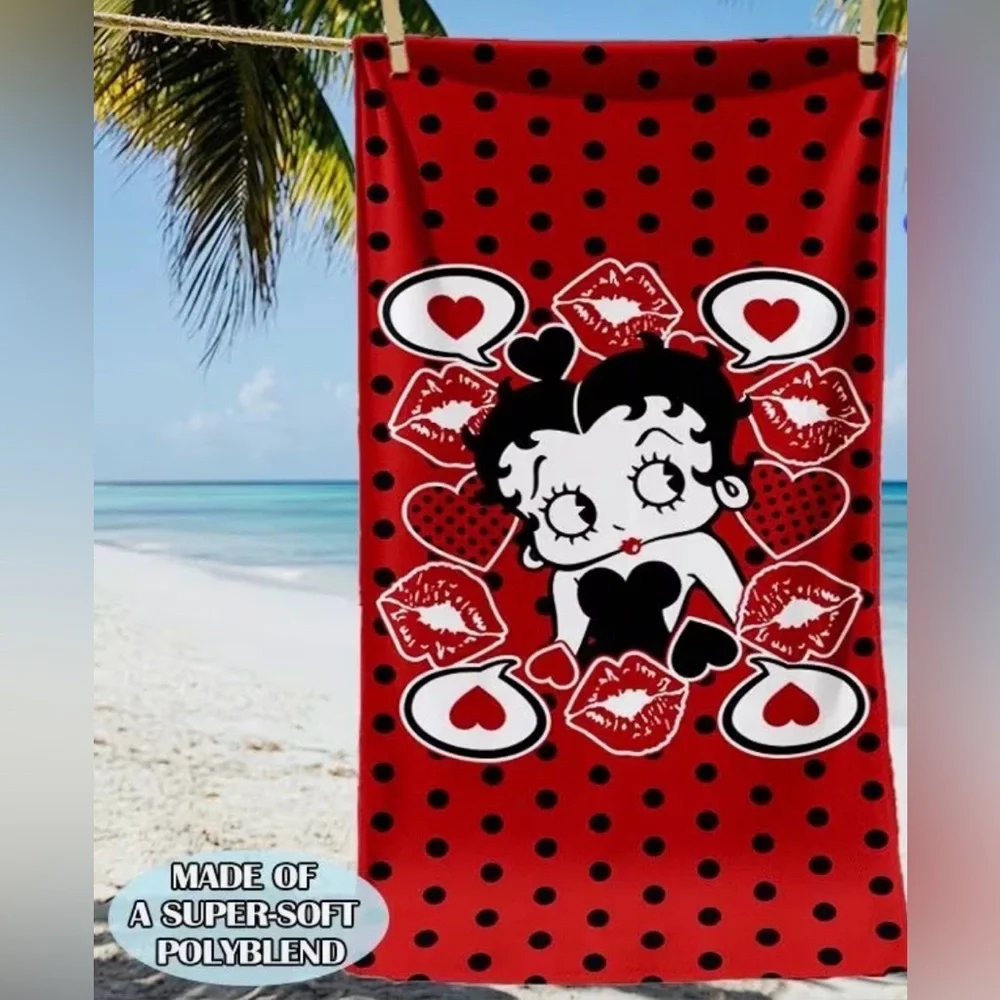 “Betty Boop” Red Polka Dot Beach Towel- New